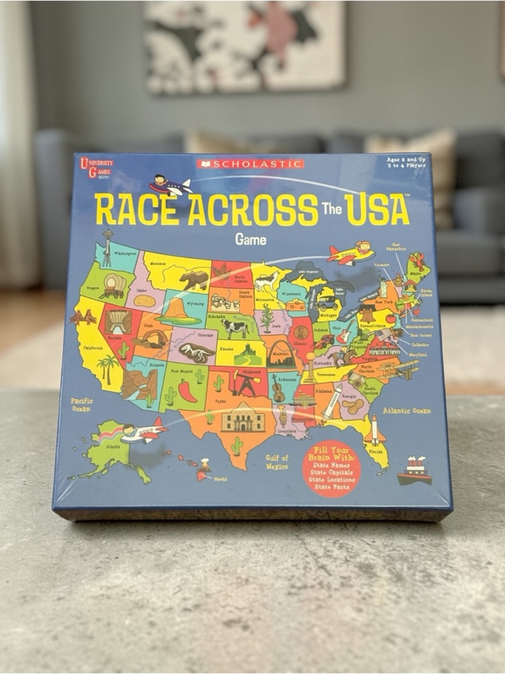 Scholastic Race Across The USA Board Game